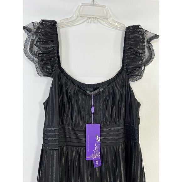 NWT Ever -Pretty Babydoll Victorian Dress Womens 14 Black Ruffle Whimsigoth - Picture 3 of 12